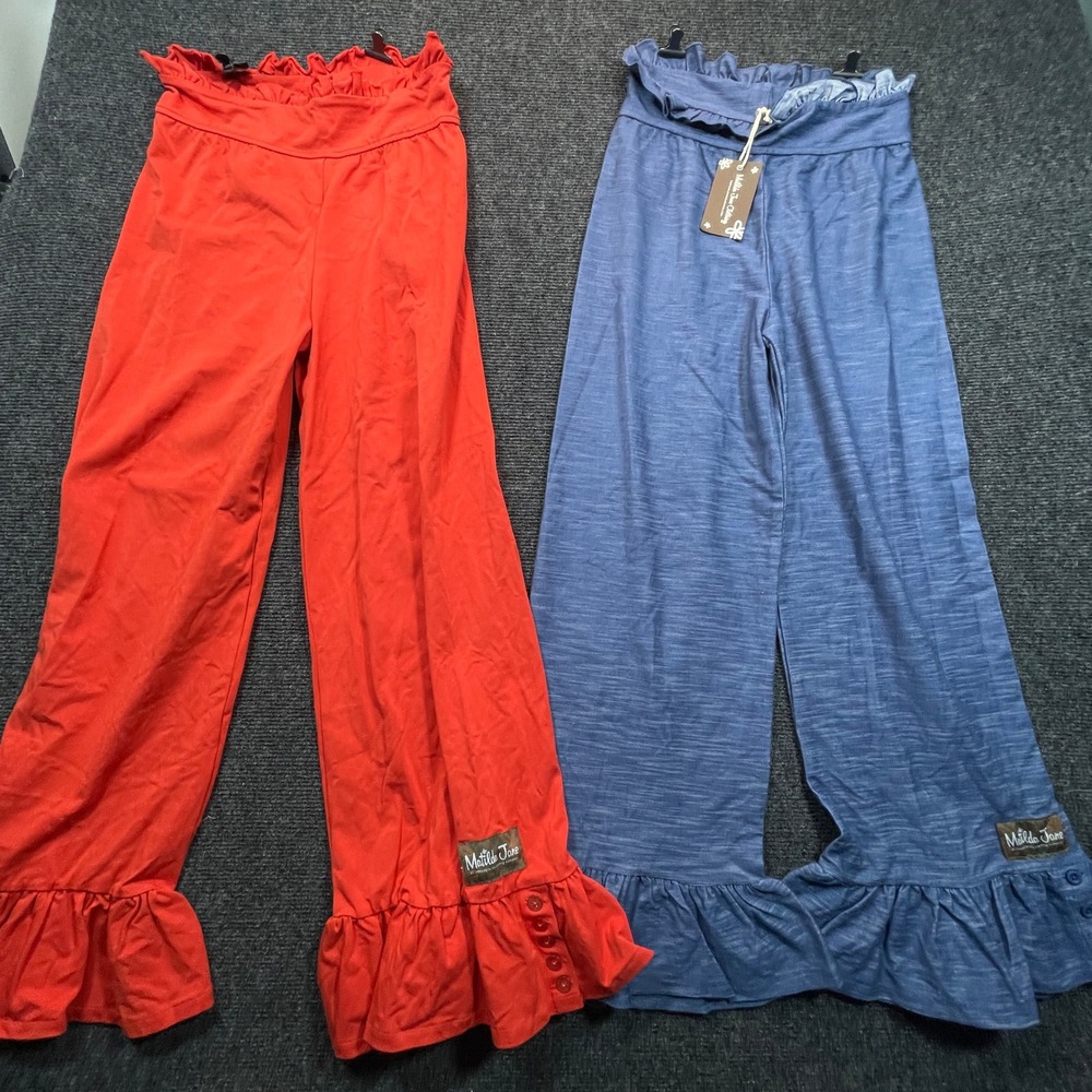 Matilda Jane Girls 16Y Ruffle Hem Wide Leg Pants Red Blue Bundle 2pk Paperbag